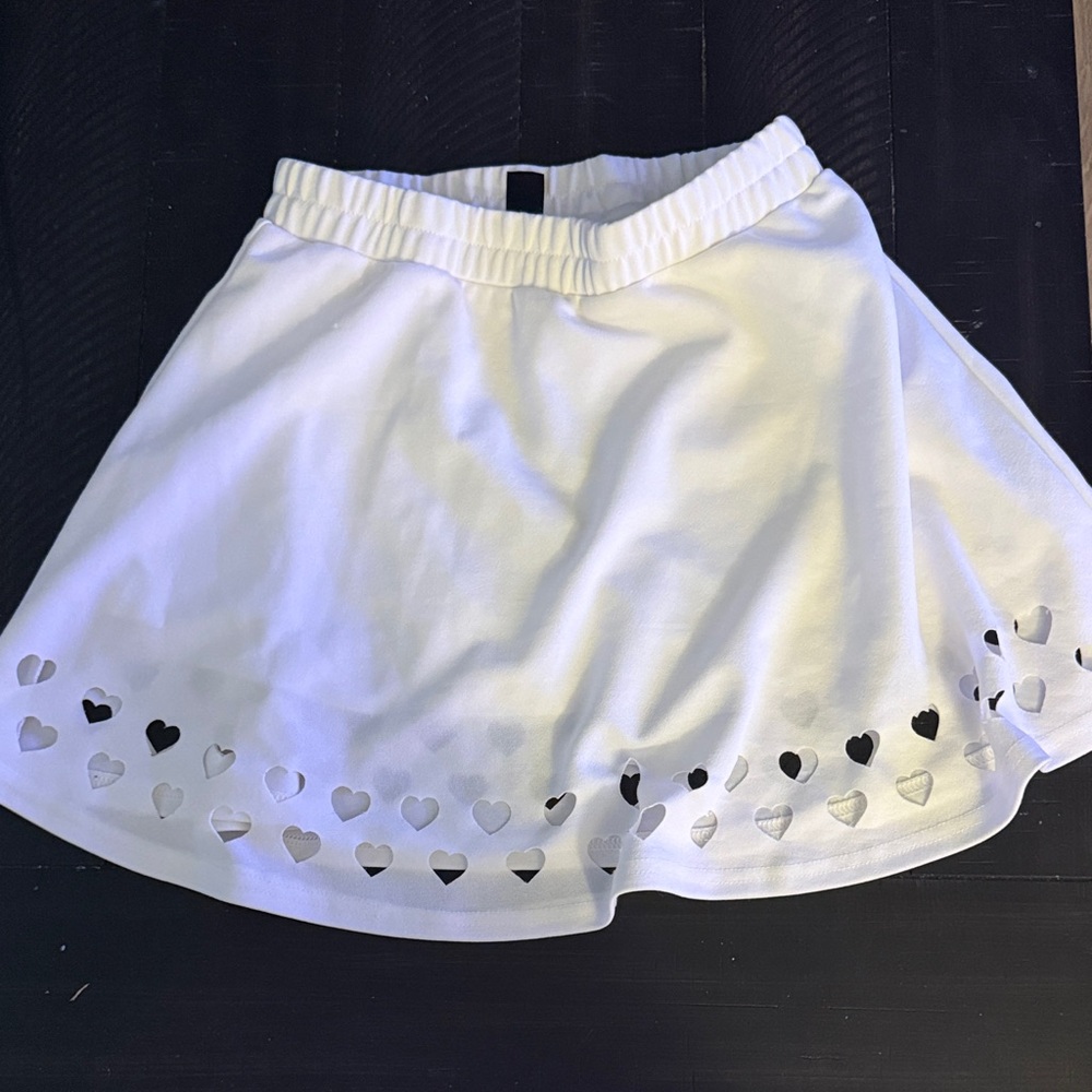 White Heart Cutout Skirt